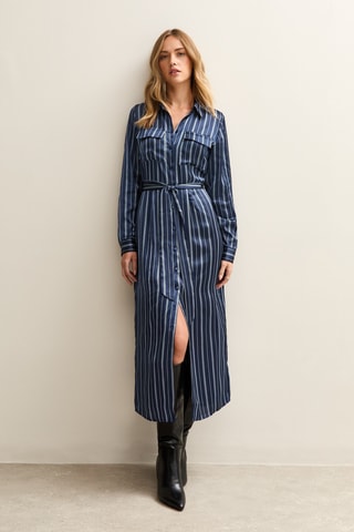 Vestido-camisa - Azul-escuro