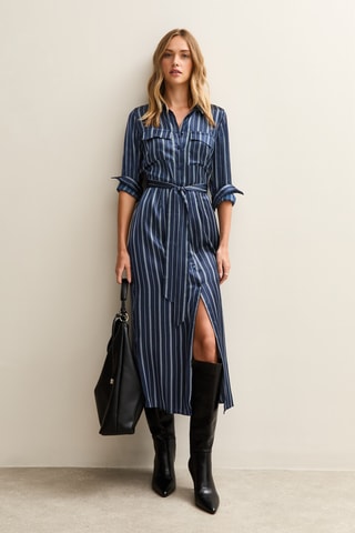 Vestido-camisa - Azul-escuro