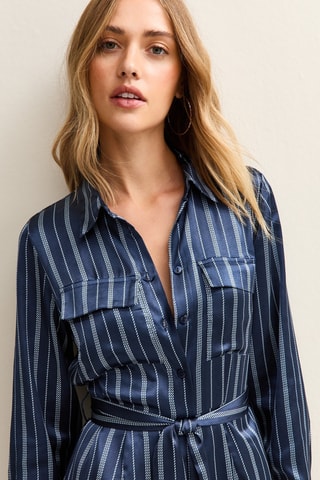 Vestido-camisa - Azul-escuro