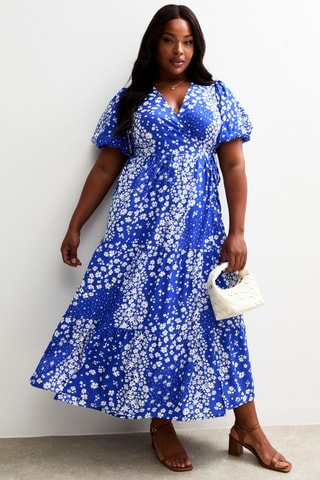 Robe longue - Bleu et blanc