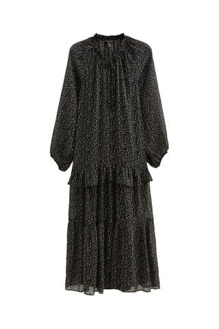 Vestido com folhos - Preto
