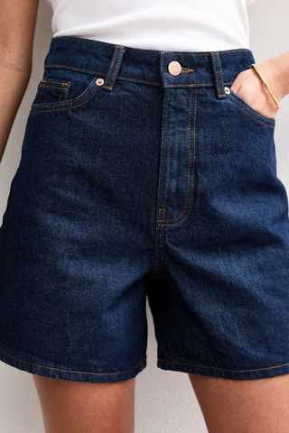 Short en jean taille haute - Bleu foncé