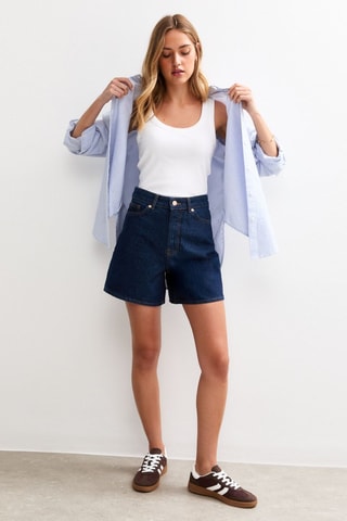Short en jean taille haute - Bleu foncé