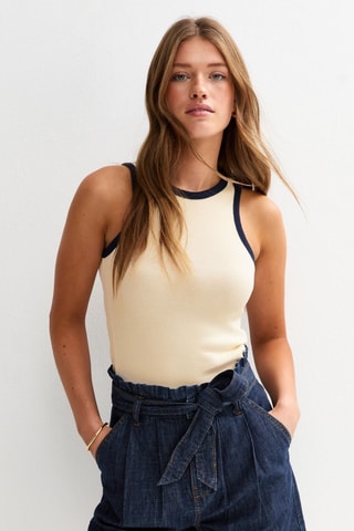 Short relaxed en jean taille haute - Bleu marine