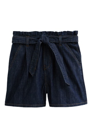 Short relaxed en jean taille haute - Bleu marine