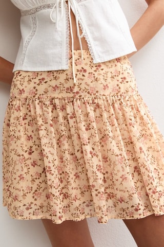 Jupe patineuse taille haute - Beige