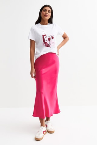 Jupe longue taille haute - Rose vif