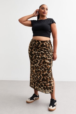 Jupe longue taille haute - Marron