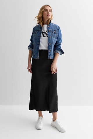 Jupe midi taille haute - Noir