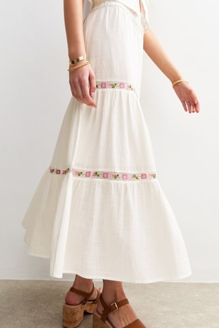 Jupe longue taille haute - Blanc