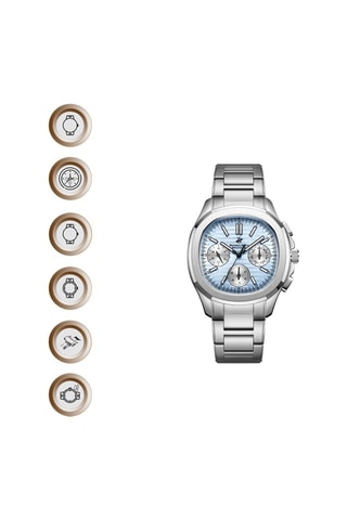 Montre à quartz en acier - Argenté et bleu clair