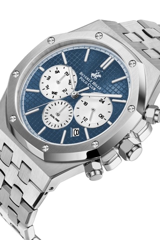 Montre à quartz en métal - Argenté et bleu