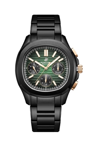 Montre à quartz en métal - Noir et vert