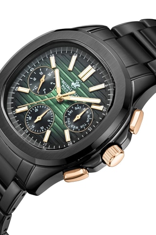 Montre à quartz en métal - Noir et vert