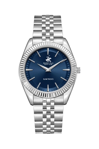 Montre à quartz en métal - Argenté et bleu