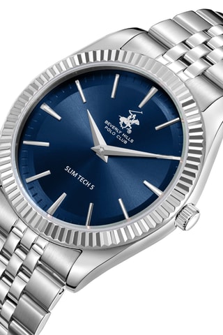 Montre à quartz en métal - Argenté et bleu