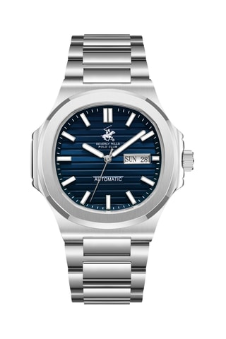 Montre automatique en métal - Argenté et bleu