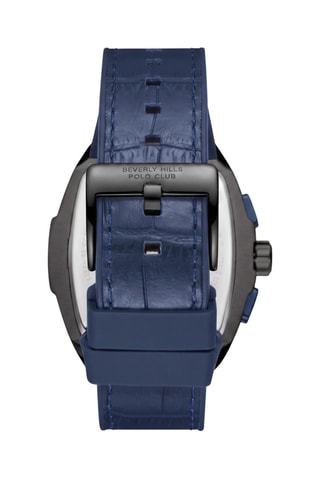 Montre à quartz en cuir et silicone - Bleu et blanc