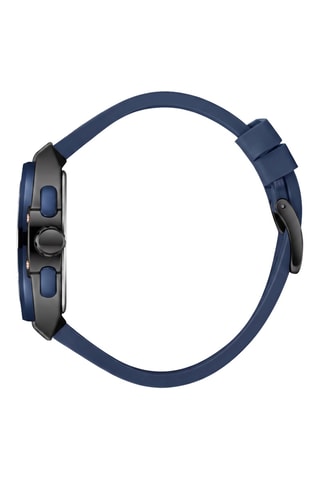 Montre à quartz en cuir et silicone - Bleu et blanc