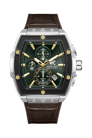 Montre à quartz en cuir et silicone - Marron et noir