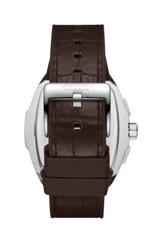 Montre à quartz en cuir et silicone - Marron et noir
