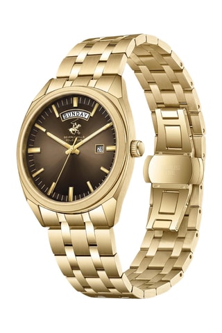 Montre à quartz en métal - Doré et marron