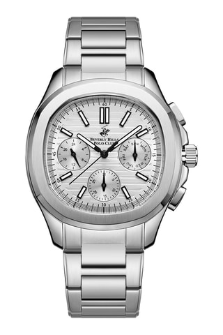 Montre à quartz en acier et céramique - Argenté