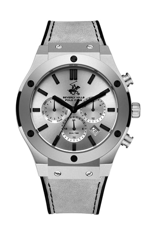Montre à quartz en acier et céramique - Gris clair