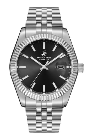 Montre à quartz en acier et céramique - Argenté et noir