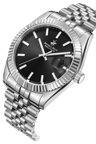 Montre à quartz en acier et céramique - Argenté et noir