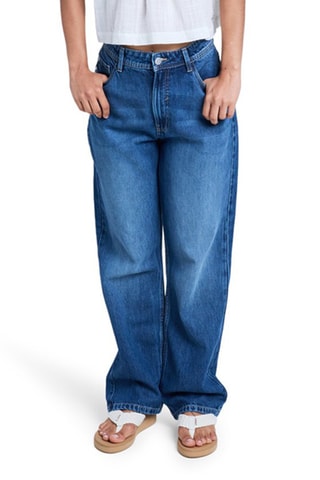 Jean relaxed en coton biologique taille haute London Aqua Mirage - Indigo - Roxy
