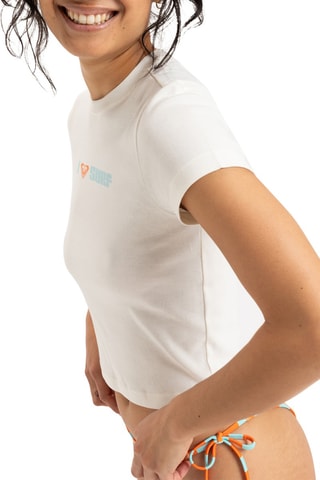 T-shirt cropped Beach Love - Blanc - Roxy