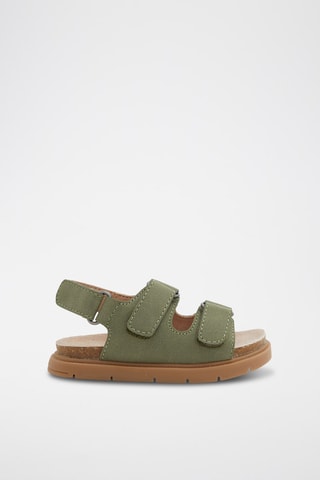 Sandalias de piel de serraje - Caqui