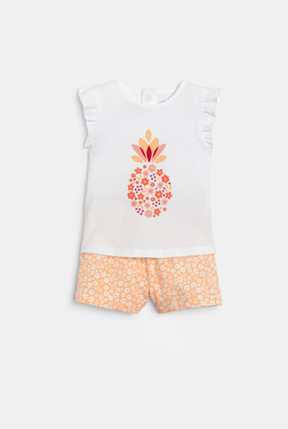 Pijama - Blanco y naranja 