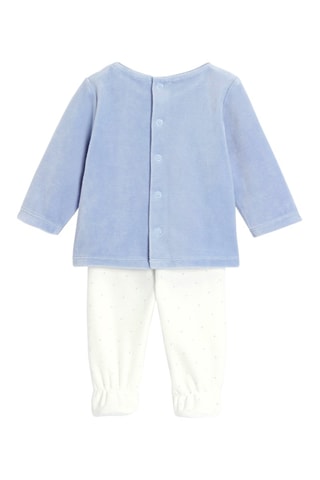 Pijama de terciopelo - Blanco y celeste