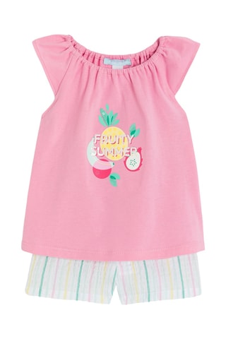 Top y pantalón - Rosa y blanco - Obaibi