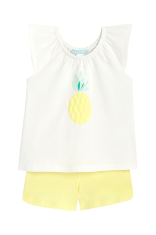 Camiseta de tirantes y short - Blanco y amarillo