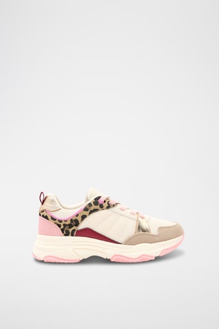 Zapatillas de piel de serraje nobuk - Blanco y beige