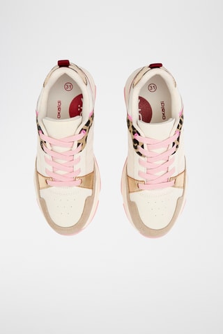 Zapatillas de piel de serraje nobuk - Blanco y beige