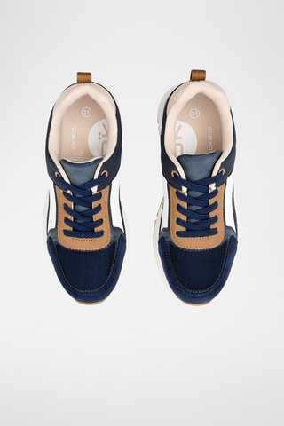 Zapatillas de piel de serraje - Azul marino