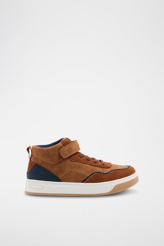Zapatillas altas de piel de serraje - Camel