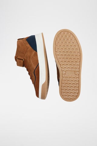 Zapatillas altas de piel de serraje - Camel