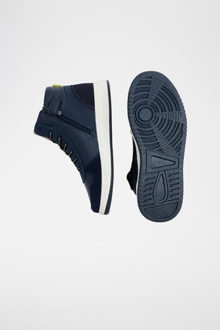 Zapatillas altas de piel de serraje - Azul marino
