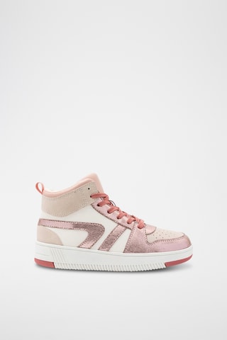 Zapatillas altas de piel de serraje - Rosa viejo