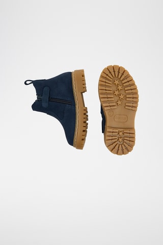 Botines de piel de serraje nobuk - Azul marino
