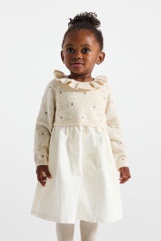 Vestido combinado - Beige jaspeado
