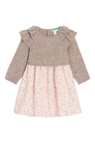 Vestido combinado - Beige jaspeado y blanco