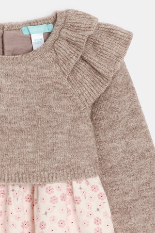 Vestido combinado - Beige jaspeado y blanco