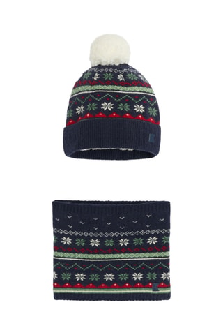 Gorro con borla y cuello - Azul marino