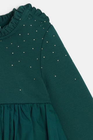 Vestido bimateria - Verde esmeralda